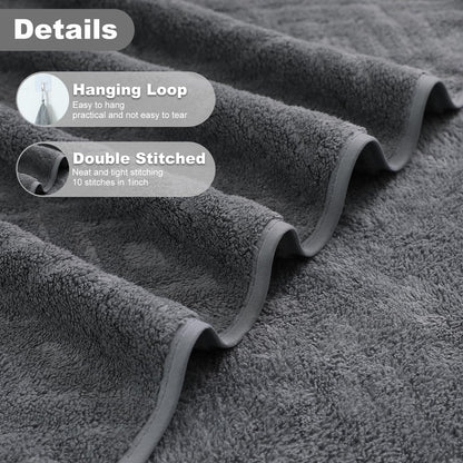 Smuge 18-Piece Bath Towel Set, Include 6 Bath Towel Sheets, 6 Hand Towels and 6 Washcloths - Highly Absorbent Quick Dry 100% Microfiber,Ultra Soft Bathroom Towel Set (Dark Gray)