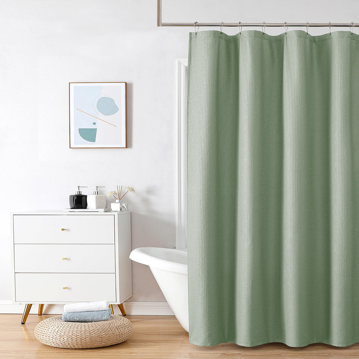 OVZME Berry Cute Shower Curtain, Embossed Textured Fabric Shower Curtain for Bathroom - Soft Cloth & Hotel Spa Luxury, Water Repellent, Machine Washable Shower Curtain, 72X72, Glacier Blue