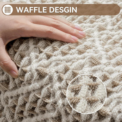Waffle Bath Mat, Extra Soft Boho Bathroom Rugs, 16x24 Brown