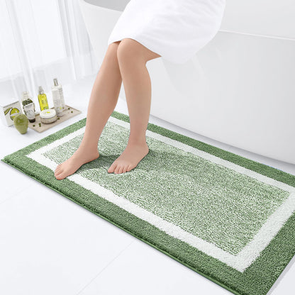 OLANLY Small Bathroom Rugs 24x16, Soft Absorbent Microfiber Bath Rugs, Grey