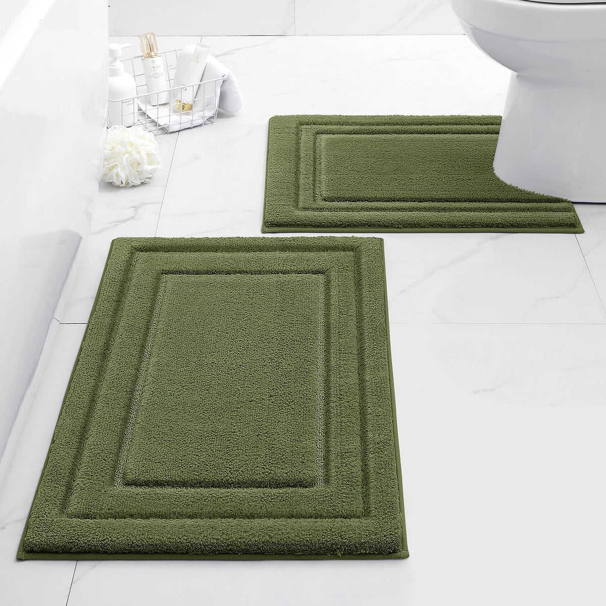 HOMEIDEAS Fall Bathroom Rugs Sets, 2 Piece Soft Bath Mat Burnt Orange