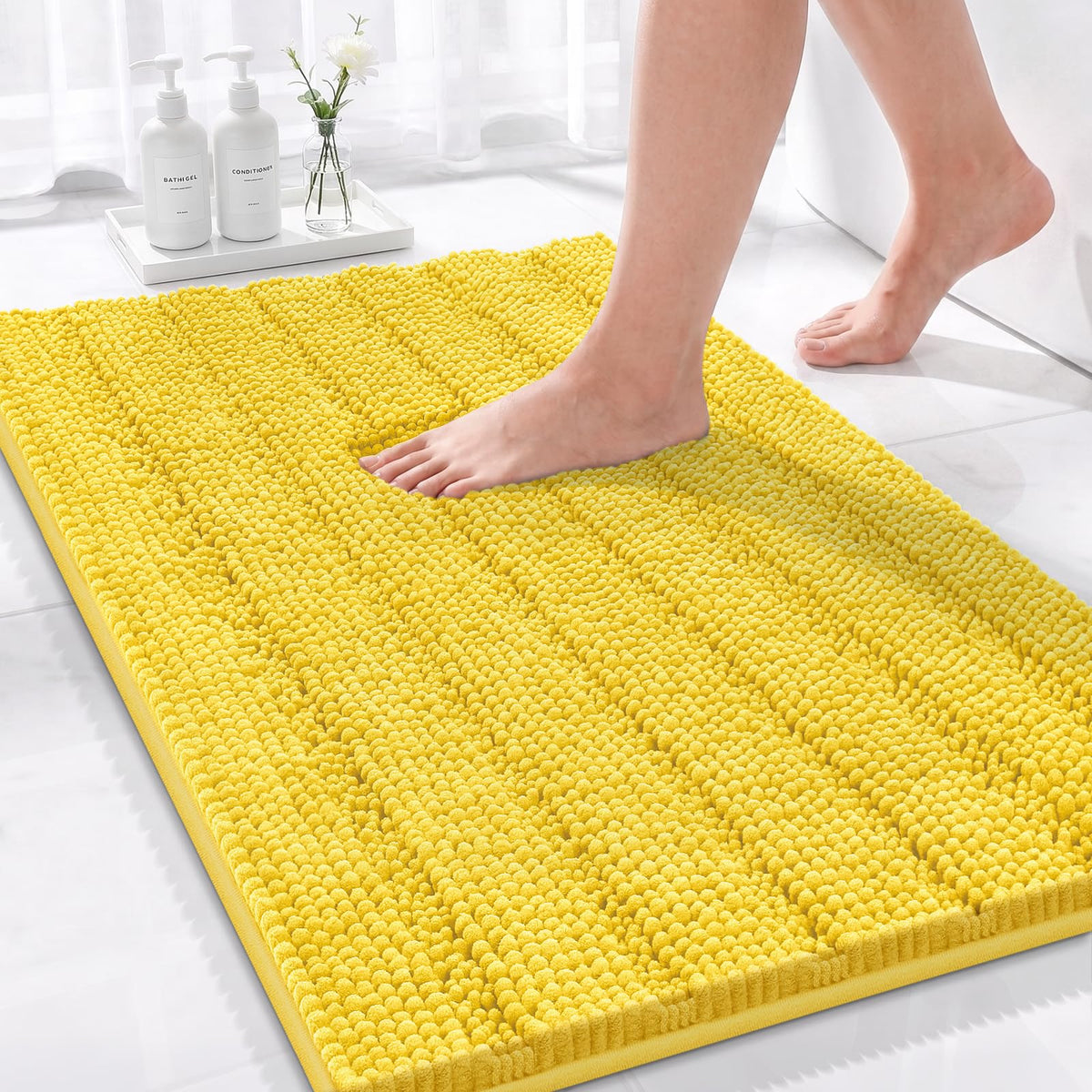 Bcoimo Bath Rug Mat,48x24 High Absorbent Latte Long Bathroom Runner Rugs
