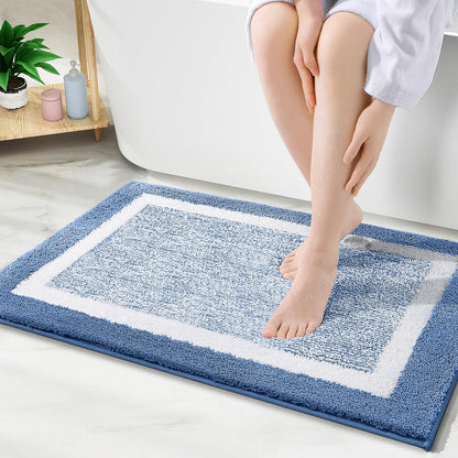OLANLY Small Bathroom Rugs 24x16, Soft Absorbent Microfiber Bath Rugs, Grey