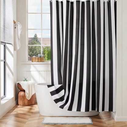 Ohocut Vertical Striped Shower Curtain, Cute Retro Vintage Blue Stripe Bathroom Shower Curtain, Waterproof Polyester Fabric Modern Bath Curtain for Bathroom 72x72 Inches Blue
