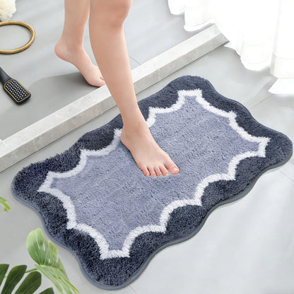 Cute Scalloped Rose Pink Bathroom Rugs Mat,Non Slip Absorbent Quick Dry Bath Mats for Shower Room,Microfiber Bath Mats for Bathroom Floor Washable Carpet for Shower Tub Sink Bedroom,20"x32"