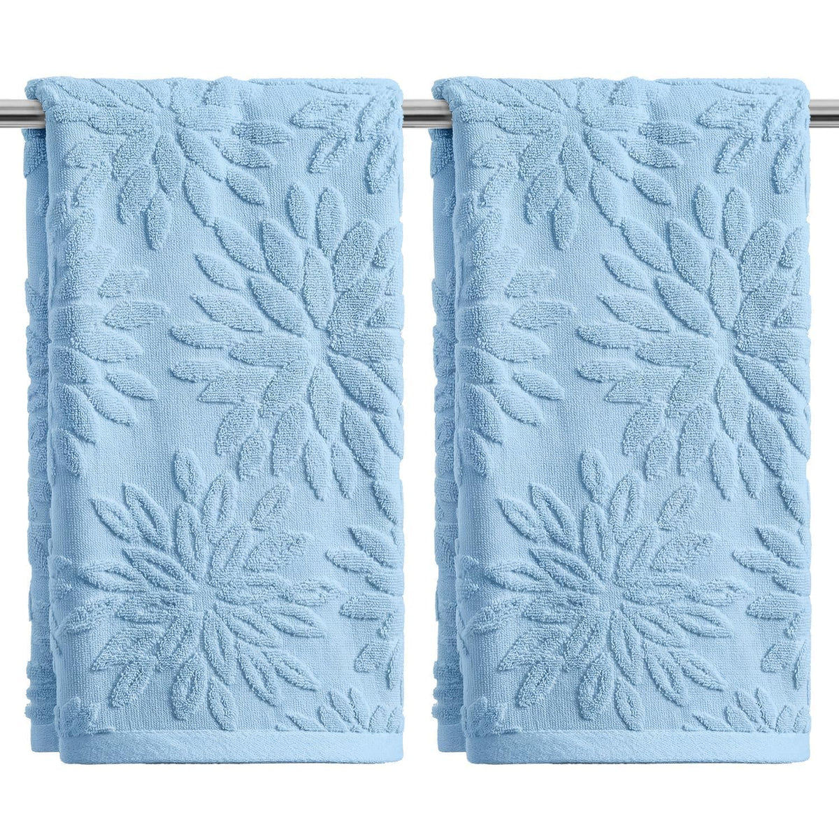 Artoid Mode 2 Pcs Olive Green 3D Dahlia Floral Jacquard Hand Towels for Bathroom, Cotton Soft Absorbent Bathroom Decor Towels, 13.7 x 29.5 Inch