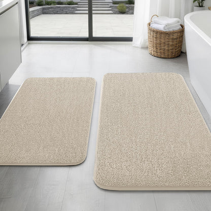 YIHOUSE 2-Piece Towel-Like Memory Foam Bathroom Rug Set, Dark Grey