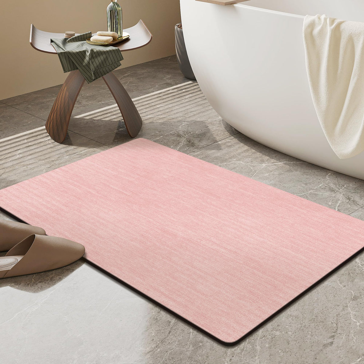 Mecko Bath Mat 16"x24",Ultra Thin Bathroom Rug fit Under Door Light Blue