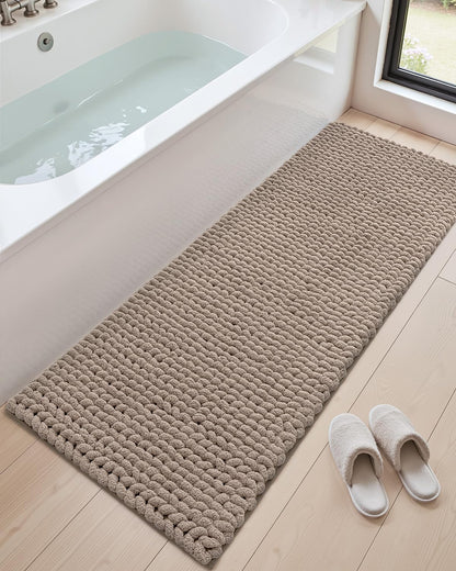 DEXI Bathroom Rugs 36x24, Non Slip Washable Chinelle Bath Mat, Taupe