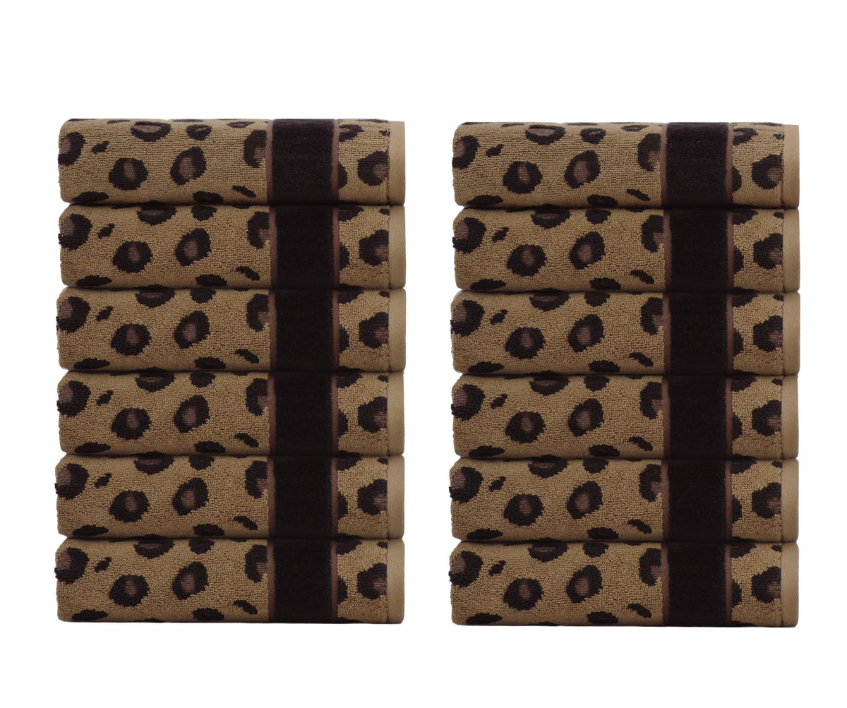 COTTON CRAFT 6 Piece Towel Set - 100% Cotton Animal Print Safari Towels