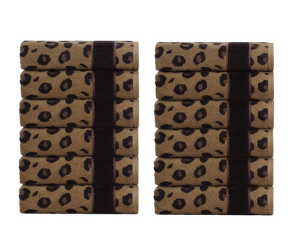 COTTON CRAFT 6 Piece Towel Set - 100% Cotton Animal Print Safari Towels