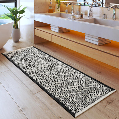 Waffle Bath Mat, Extra Soft Boho Bathroom Rugs, 16x24 Brown
