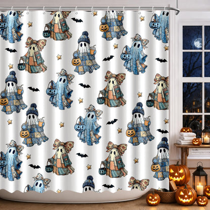 MEHOFOND Halloween Evil Pumpkin Shower Curtain Moon Night Bath Curtain