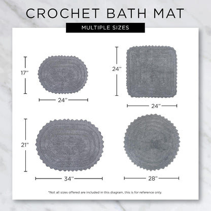 DII Crochet Collection Reversible Bath Mat, Small Oval, 17x24, Dark Green
