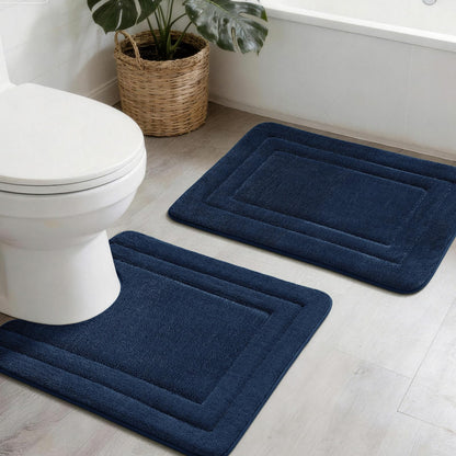 YIHOUSE 2-Piece Towel-Like Memory Foam Bathroom Rug Set, Dark Grey