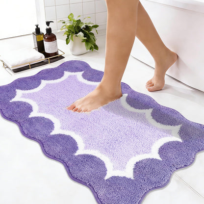 Cute Scalloped Rose Pink Bathroom Rugs Mat,Non Slip Absorbent Quick Dry Bath Mats for Shower Room,Microfiber Bath Mats for Bathroom Floor Washable Carpet for Shower Tub Sink Bedroom,20"x32"
