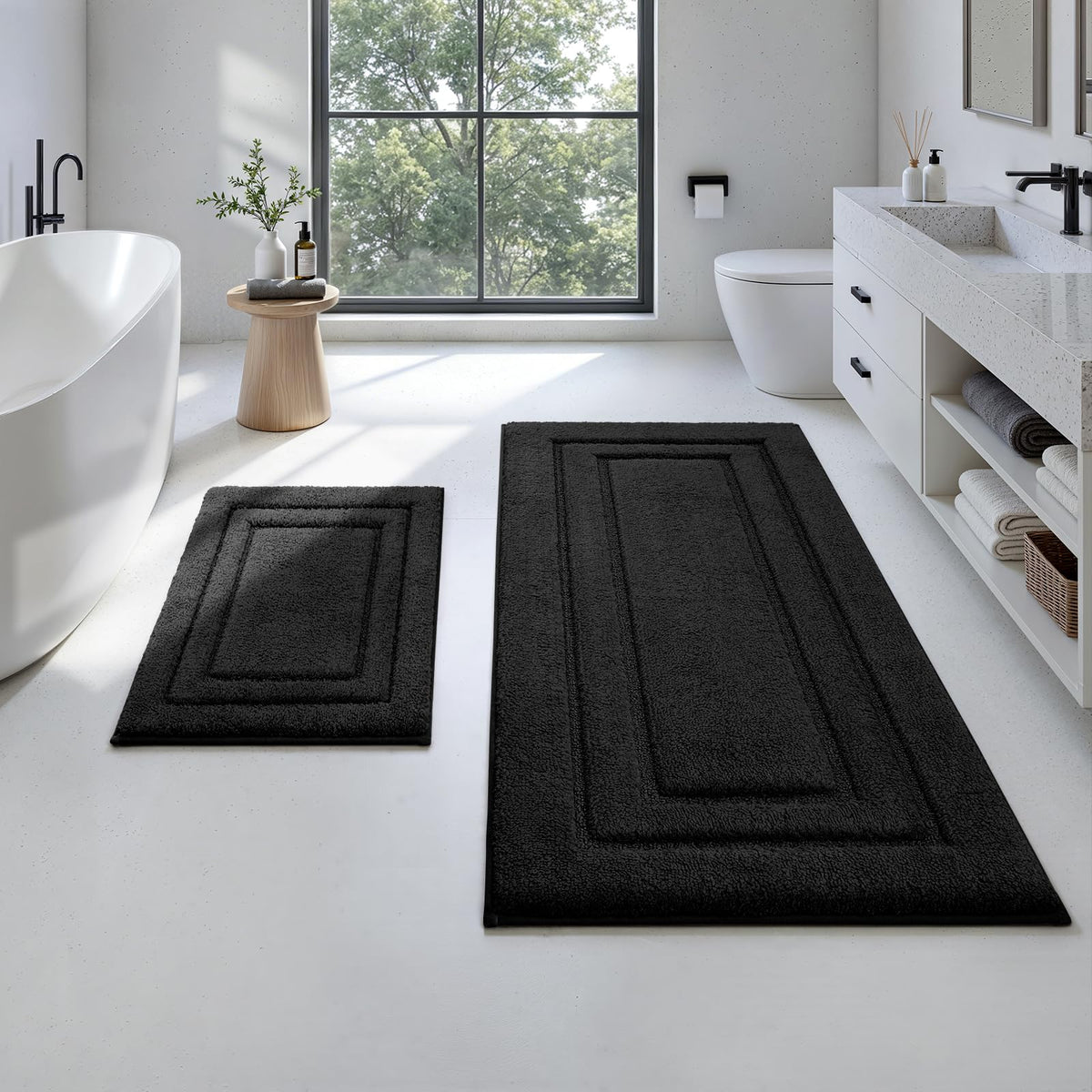 HOMEIDEAS Fall Bathroom Rugs Sets, 2 Piece Soft Bath Mat Burnt Orange