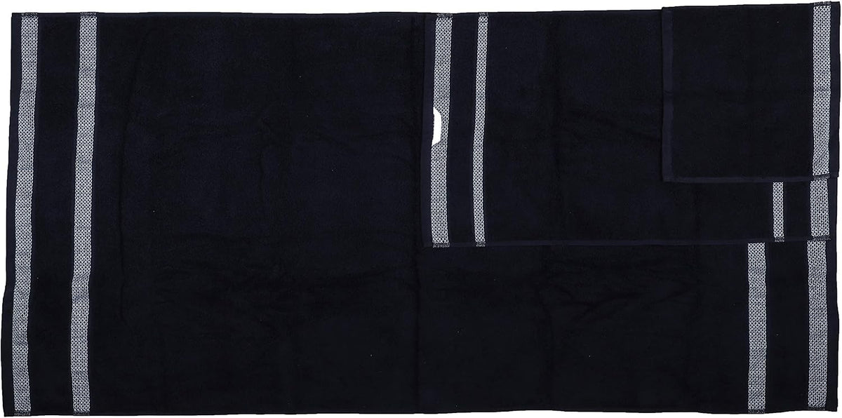 CASA COPENHAGEN Solitaire 6 Pieces Towel Set- Midnight Black, 600 GSM 2 Bath Towel 2 Hand Towel 2 Washcloth, Designed in Denmark Made of Soft Egyptian Cotton for Bathroom, Kitchen & Shower