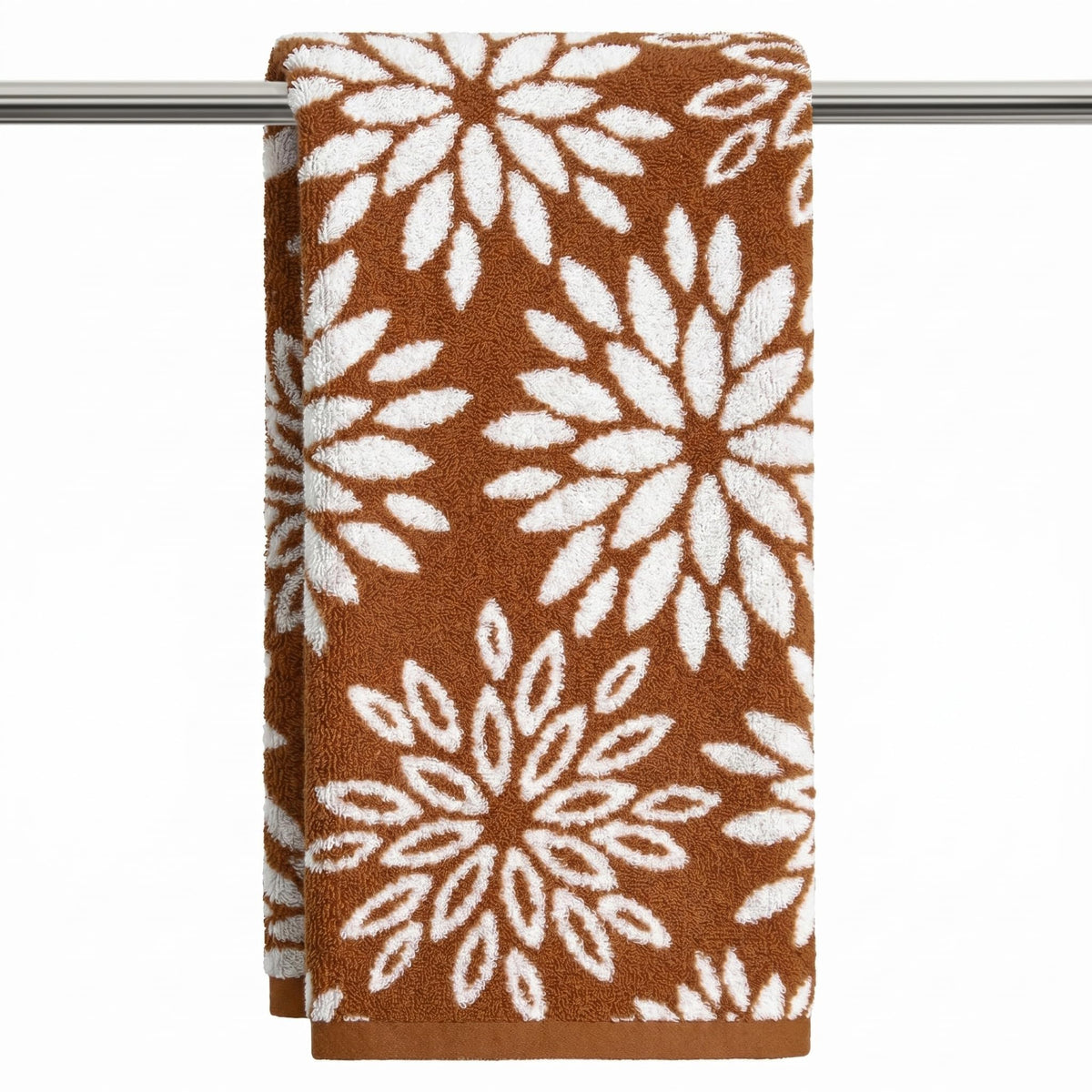 Artoid Mode 2 Pcs Beige Olive Green Dahlia Floral Jacquard Hand Towels for Bathroom, Cotton Soft Absorbent Bathroom Decor Towels, 13.7 x 29.5 Inch