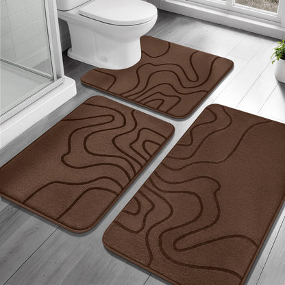 YIHOUSE Memory Foam Bathroom Rugs Sets 2 Piece, 32"x20"+24"x17", Dark Grey
