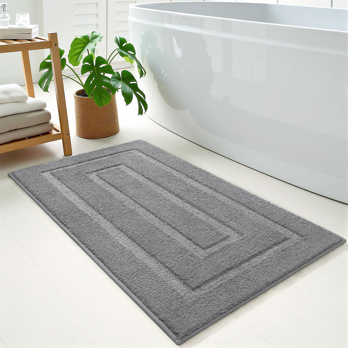 HOMORE Black Bathroom Rug 24x60 Inch Soft Absorbent Bathroom Runner Rug