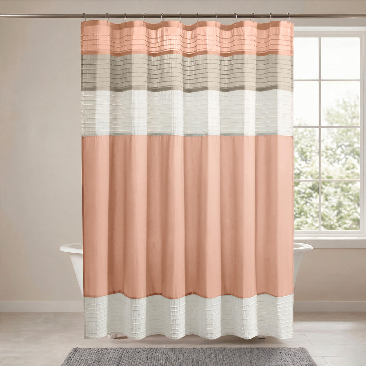 Madison Park Amherst 72 x 72 Bathroom Shower Curtain, Faux Silk, Black