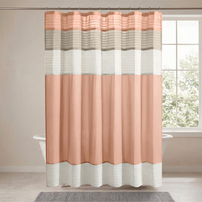 Madison Park Amherst 72 x 72 Bathroom Shower Curtain, Faux Silk, Black