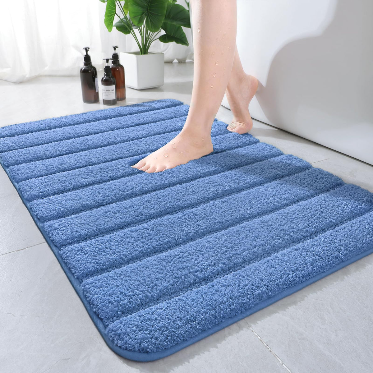 AROGAN Luxury Long Bathroom Runner Rugs 24x60 Inch Bath Rug Non Slip, Black