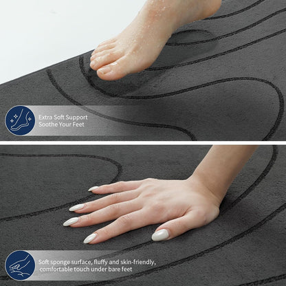 YIHOUSE Bathroom Rugs Sets 5 Piece - Memory Foam Bath Mat, Dark Grey