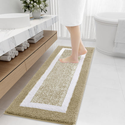 OLANLY Small Bathroom Rugs 24x16, Soft Absorbent Microfiber Bath Rugs, Grey