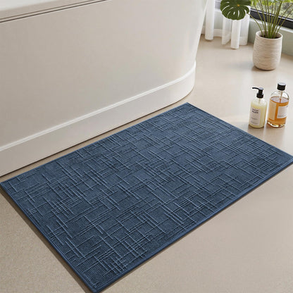 AMOAMI Bath Mat Non Slip Super Absorbent Quick Dry Bath Mats for Bathroom Floor Rubber Backing Washable Bathroom Rugs Modern Woven Jacquard Mat, Beside Tub Bath Rugs, 17" x 24", Brown