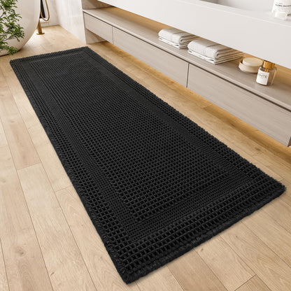 AMOAMI Waffle Bath Mat, Absorbent Bathroom Rugs Non Slip 24''x36'' Beige