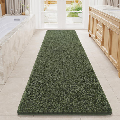 LOCHAS Luxury Bathroom Rug Shaggy Bath Mat 24 x 60 Inch, Gray