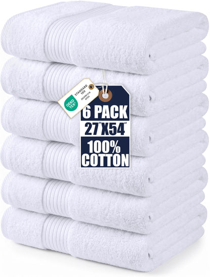 Utopia Towels 6 Pack Bath Towels, 27x54 in, 100% Cotton, Variety
