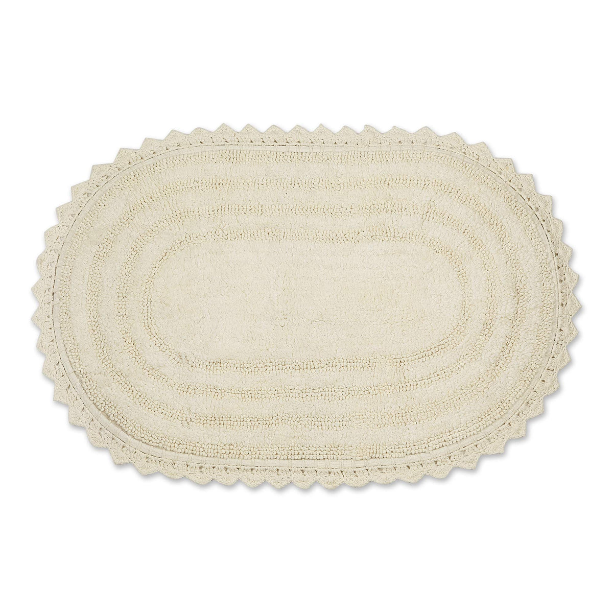DII Crochet Collection Reversible Bath Mat, Small Oval, 17x24, Dark Green