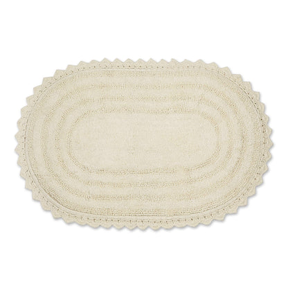 DII Crochet Collection Reversible Bath Mat, Small Oval, 17x24, Dark Green