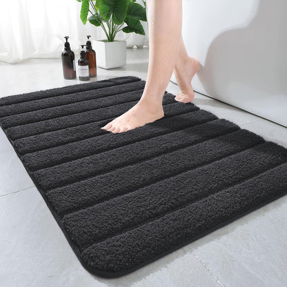 AROGAN Luxury Long Bathroom Runner Rugs 24x60 Inch Bath Rug Non Slip, Black