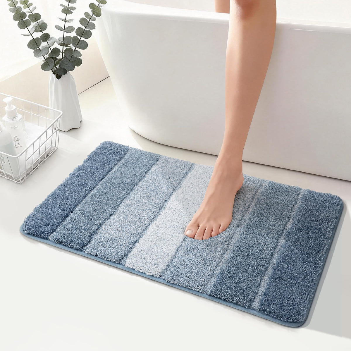 COSY HOMEER Bathroom Rugs 24x17,Ultra Soft Absorbent Bath Mat,Grey