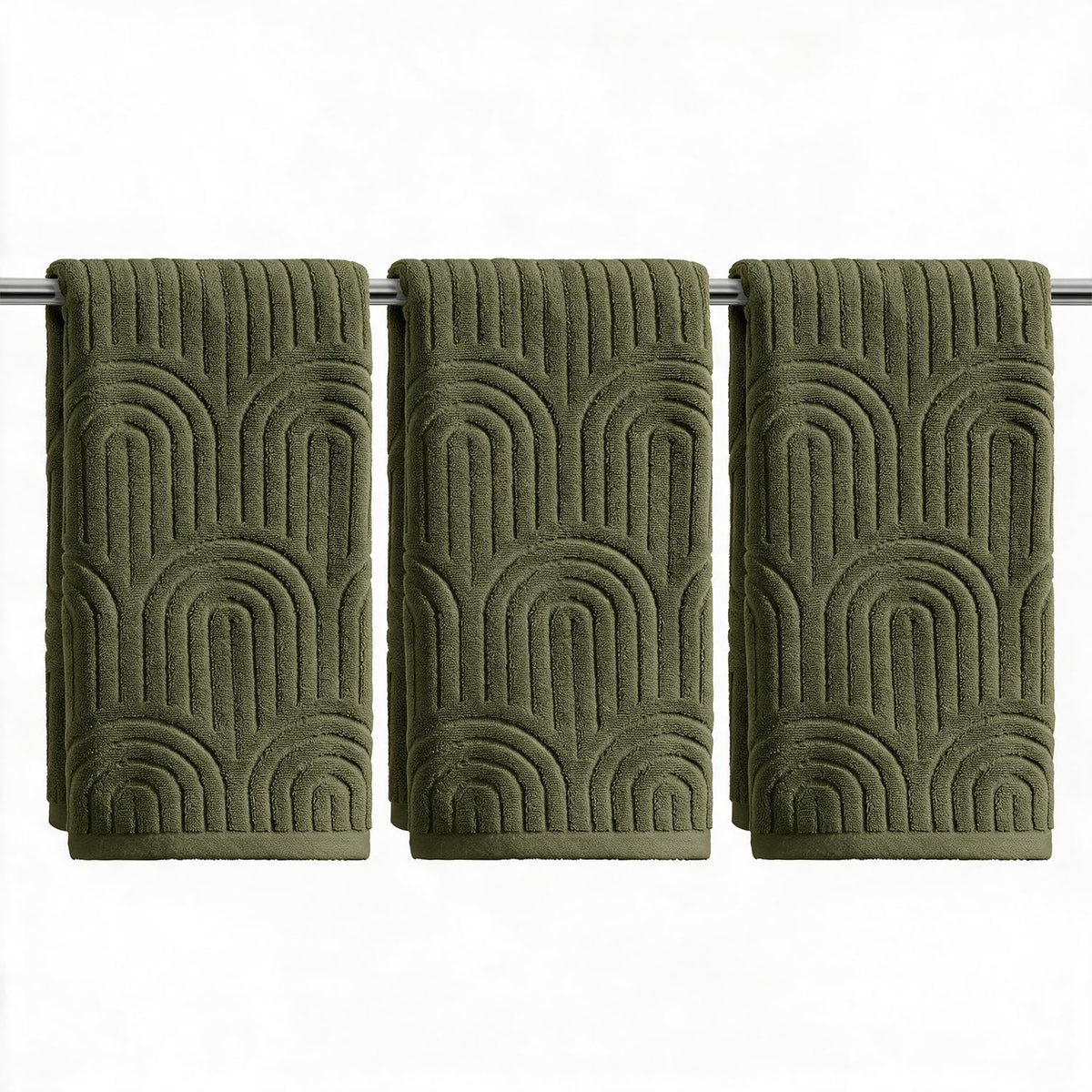 Artoid Mode 2 Pcs Caramel 3D Arched Stripes Jacquard Hand Towels for Bathroom, 100% Cotton Soft Absorbent Bathroom Decor Towels, 13.7 x 29.5 Inch