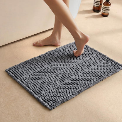 Sunfly Boho Bathroom Rug, Herringbone Waffle Bath Mat Non-Slip Washable Super Absorbent Quick Dry, Farmhouse Bath Mat for Bathroom Floor Decor 20"*30" Khaki