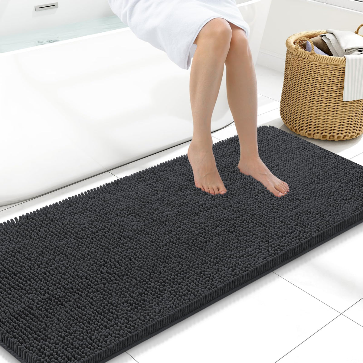 Arotive Bathroom Rugs 24x16, Soft Absorbent Shaggy Chenille Bath Rugs