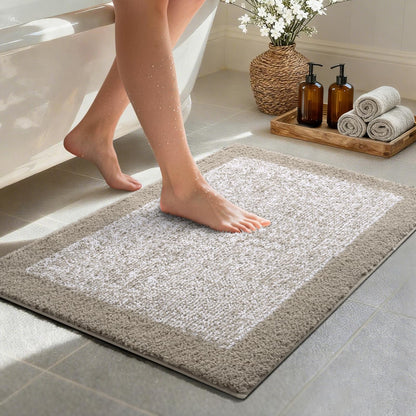 Long 2x4 Ft (48''x24'') Bathroom Rugs, Non Slip Washable Bath Mat Grey