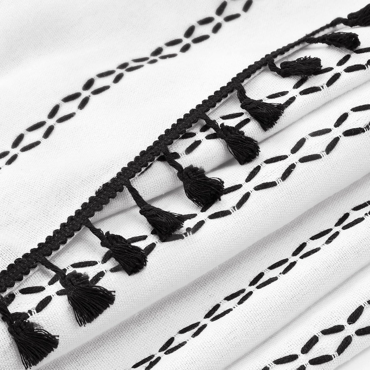 Black and White Boho Shower Curtain, 72" W X 72" L