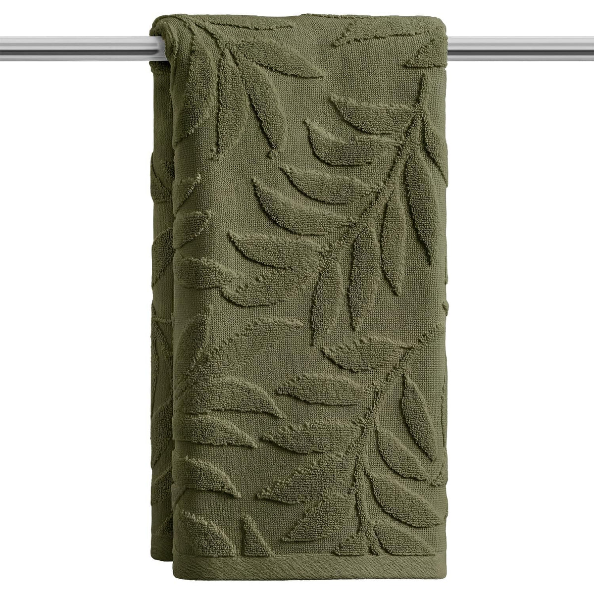 Artoid Mode 2 Pcs Caramel 3D Leaves Jacquard Hand Towels for Bathroom, 100% Cotton Soft Absorbent Bathroom Decor Towels, 13.7 x 29.5 Inch