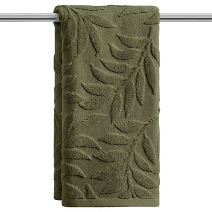 Artoid Mode 2 Pcs Caramel 3D Leaves Jacquard Hand Towels for Bathroom, 100% Cotton Soft Absorbent Bathroom Decor Towels, 13.7 x 29.5 Inch