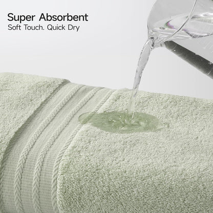 REDKISS Green Towel Set of 8-100% Cotton Luxury Bath Towels Set for Bathroom, 600 GSM Highly Absorbent Bathroom Towel with 2 Large Bath Sheet, 2 Hand, 4 Washcloths, Green Shower Towels for Dorm