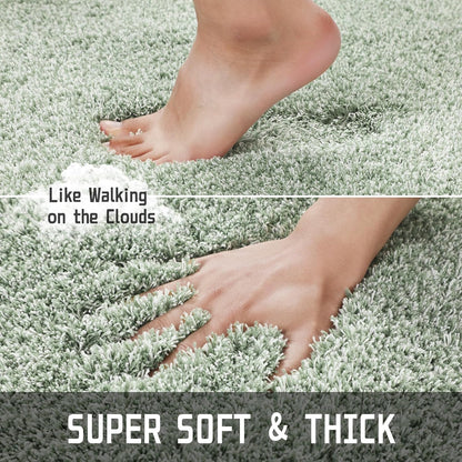 Yimobra Bathroom Rugs Sets 2 Piece, 32x20+24x17, Light Green and White