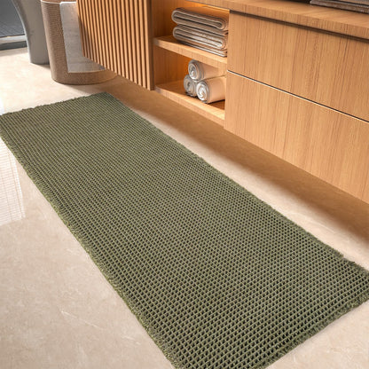 tchdio Waffle Bath Mat-Runner Rug, Super Absorbent Non Slip Bath Mats for Bathroom Machine Washable Long Rugs with Tassels, Bath Rugs for Bathroom Floor Beside Tub, 2' x 6'