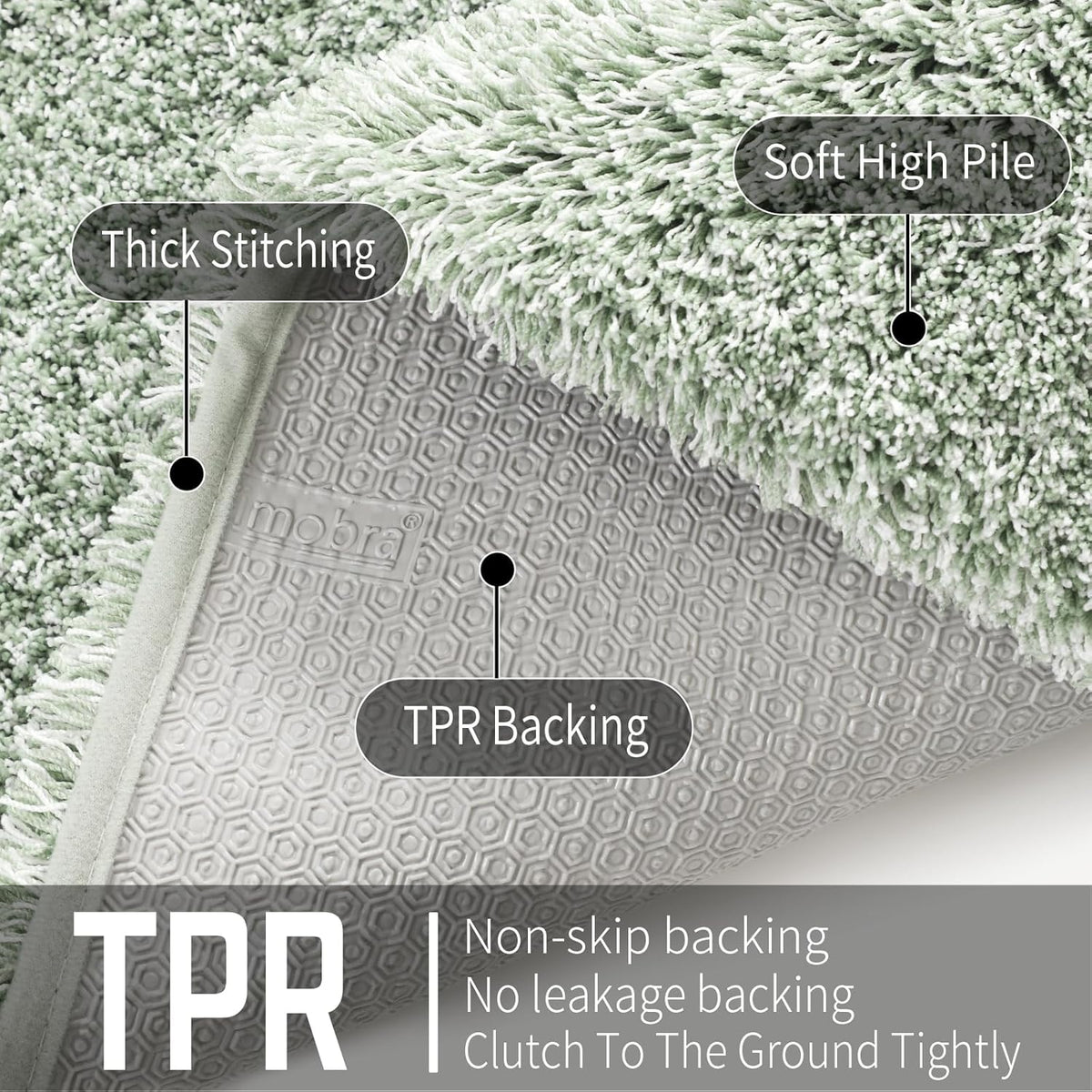 Yimobra Bathroom Rugs Sets 2 Piece, 32x20+24x17, Light Green and White