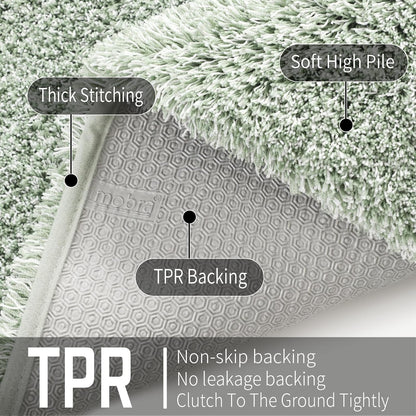 Yimobra Bathroom Rugs Sets 2 Piece, 32x20+24x17, Light Green and White